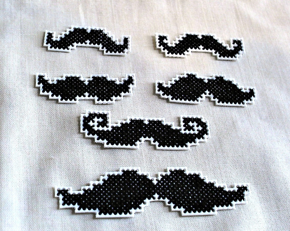 Set 6 Mustaches Fridge Magnets, Ornaments or Decorative Tacks