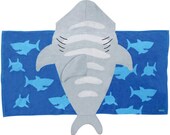 Kids hooded towels beach blankets shark with monogram embroidery