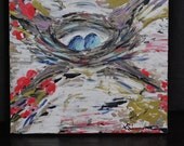 Birds Nest Painting original acrylic painting on canvas 10x10