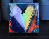 Multi-Color Heart Mini Painting original acrylic painting on canvas 4x4