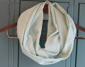 Green & White Striped Seersucker Infinity Scarf