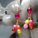 Beaded Drop Earrings in Hot Pink, Orange and Yellow, handmade bead earrings