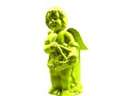 neon valentines day, lime green, cherub, ceramic planter, vase, upcycled home decor, cupid