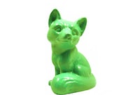 mint green fox figurine, forest, foxes, woodland decor, adorable, kitschy, fox decor, spearmint, upcycled, home decor