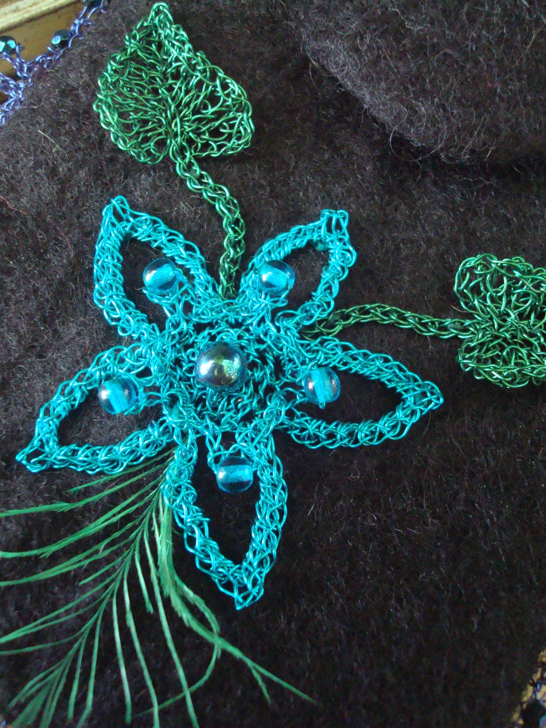 Crocheted Wire Embellished Pouch mixed media