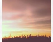 SUMMER SALE iphoneography, new york photography, sunset over NYC skyline, 8x8 art photo, instagram, home decor