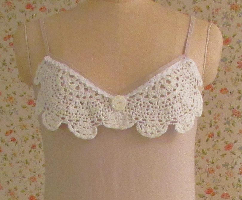 Gypsy Camisole Vintage Lace and Button Cottage Chic Boho Doily Inspirational Words Hippie