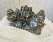 Vintage Bird Bookends Duck Bookends Bronze Bookends Brass BIrd Bookends