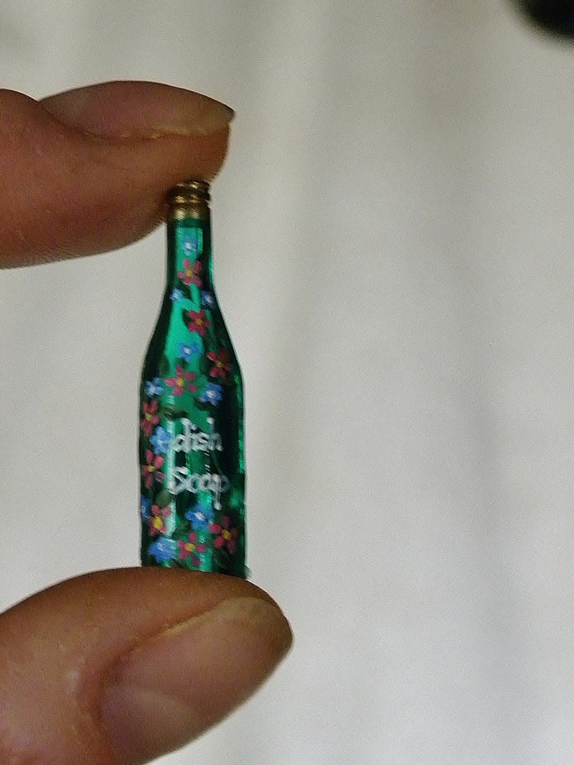 Miniature Dollhouse DISH DETERGENT Dispenser-Wine Bottle- OOAK- Hand-painted