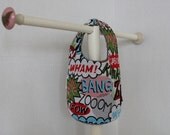Baby Bib, Comic Book Bib,  Minky Bib and Snap Closure