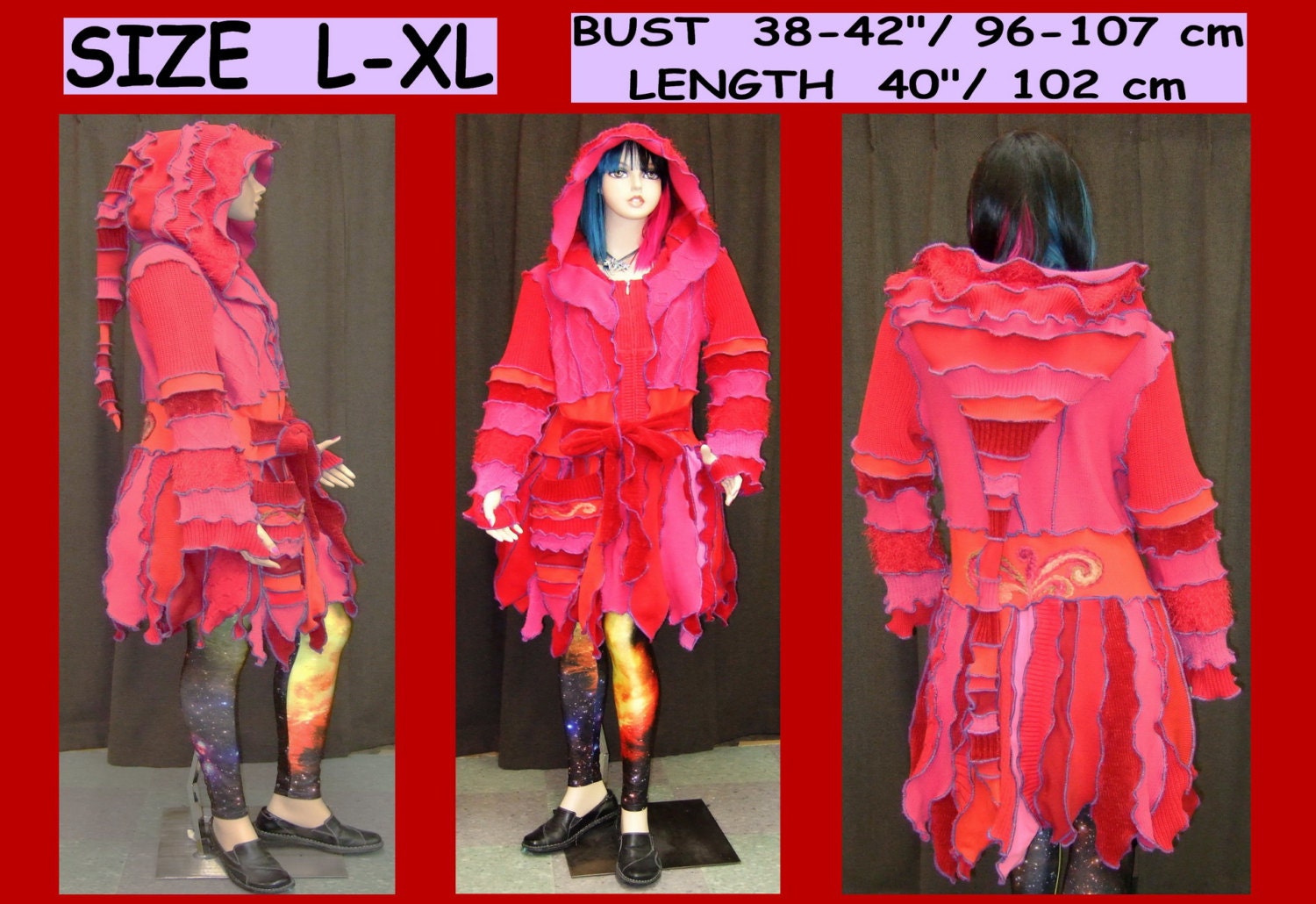 elf coat, eLF sWEATER, dress, faux fur, women hoodie, costium, sweater, patchwork , Recycled dress, jacket, one of a kind