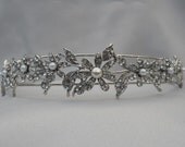 READY TO SHIP Rhodium Floral Bridal Headband Tiara, Headpiece, Wreath for Bridal Gown, Wedding Dress