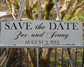 SAVE THE DATE Wedding Sign Vintage Style Personalized Custom for Decor, Photo Prop, Antiqued, Rustic, Shabby Chic