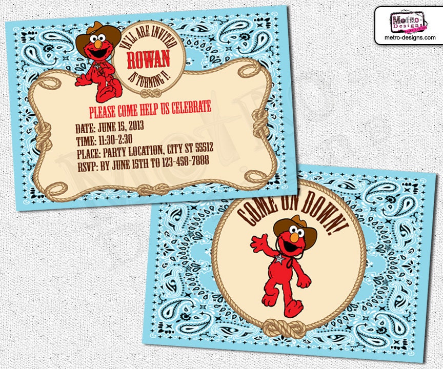 Cowboy Elmo Invitations - DIY Il_570xn