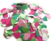 SALE Set of 600 Heart Confetti in Pinks, White and Greens-Summer Parties, Summer Weddings, Garden Parties, Heart Confetti