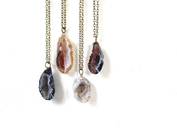 Geode Necklace, Druzy, Agate, Polished, Pick Your Favorite