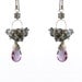 Jubita. cluster earrings in Labradorite,and mystic topaz. Drop earrings in pink sterling silver and grey with a topaz briolette