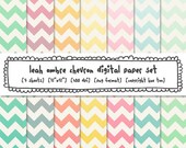 ombre pastel chevron digital paper, pink baby blue turquoise, digital photography backgrounds, instant download, invitations party 464