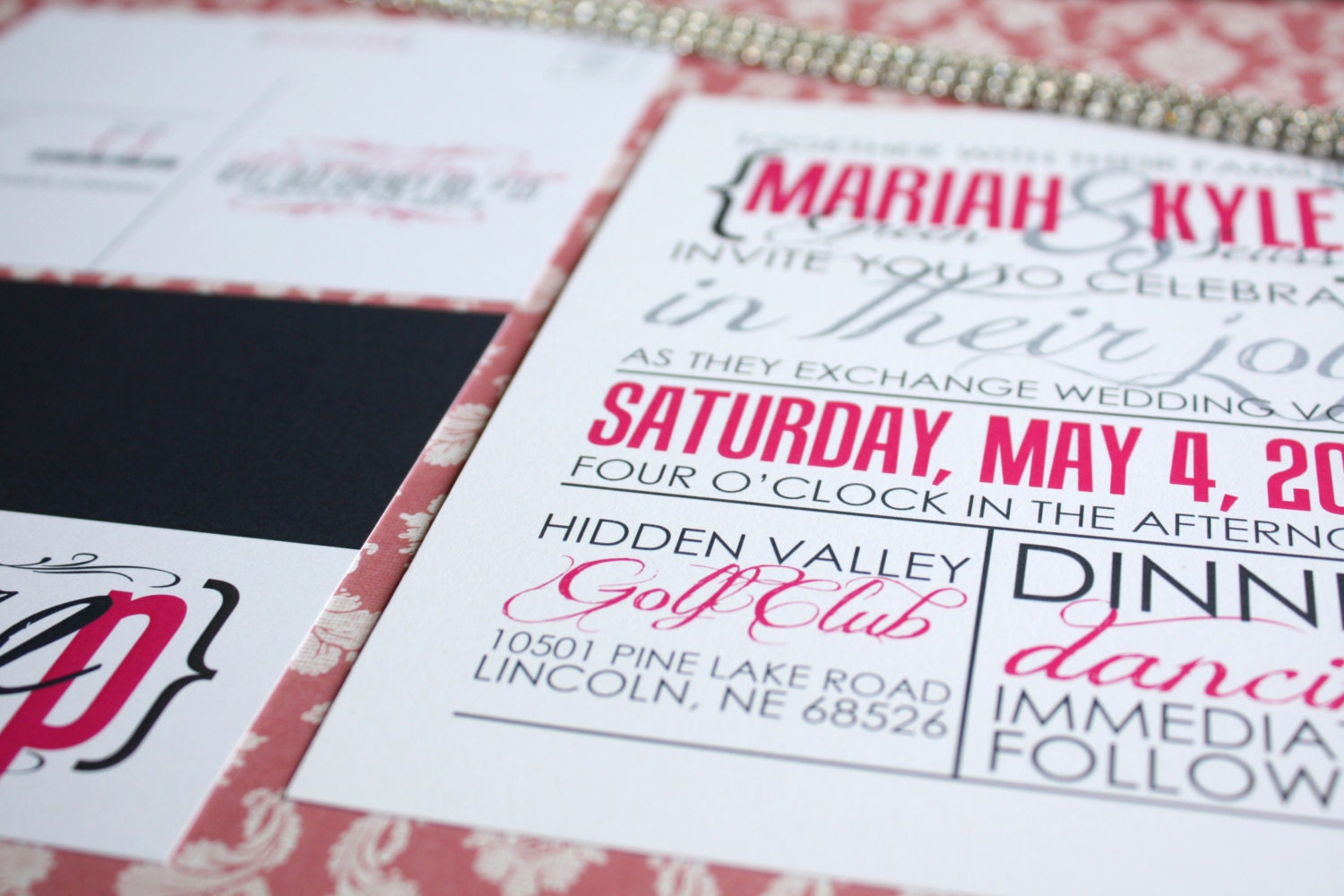 Modern, Wedding invitation and RSVP Postcard- Custom Design- The Mollie