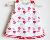 LIttle Red Flowers - Baby Dress - Birthday Gift - Jumper Dress - Toddler Clothing - Floral Dress - Newborn - KK Children Designs - 3M to 4T