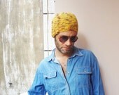 Unisex Knit Hat yellow beanie multi colored men women teen cap fall winter ski fashion - gift under 50