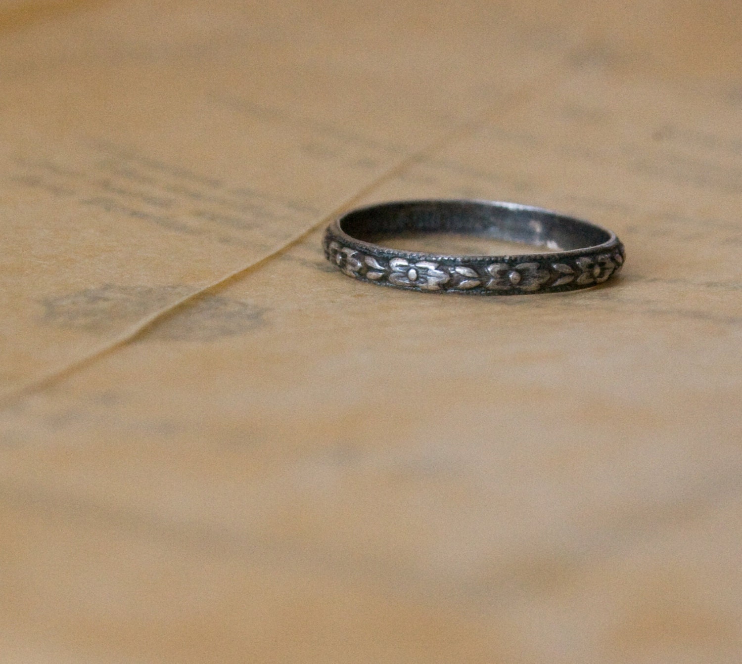 Vintage ART DECO Ring - 1920s Jewelry - Orange Blossom Wedding Band  - Sterling Silver Uncas