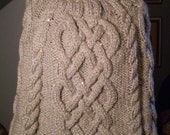 Handmade Knit DewDrops Yarn Celtic Knot/Cable Knit Poncho