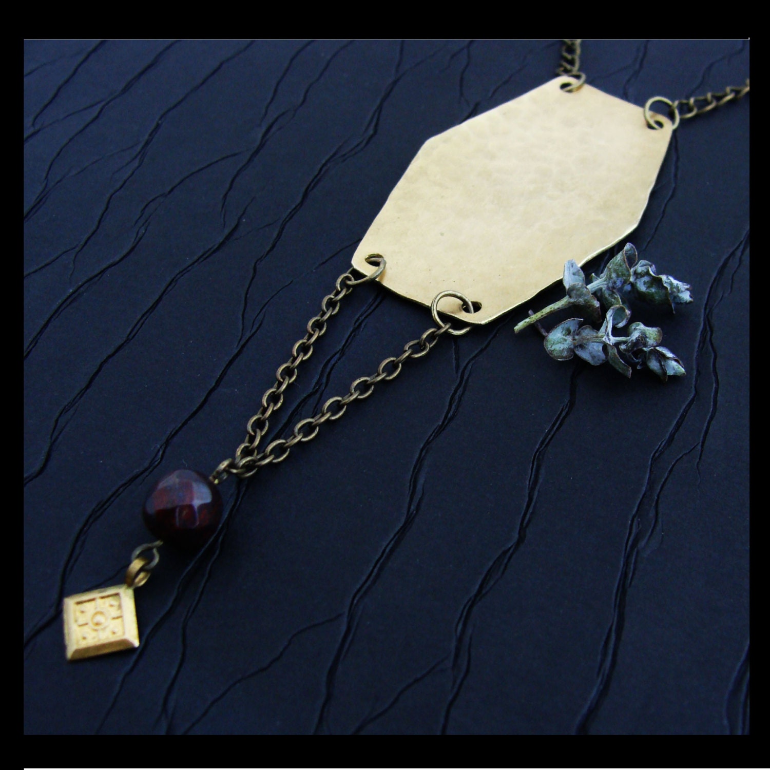 Rounded Gemstone Ruby Necklace // Geometric Pendant