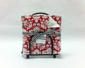 Wash Cloths, Napkins, Reusable Towels - Red Damask- Set of 4