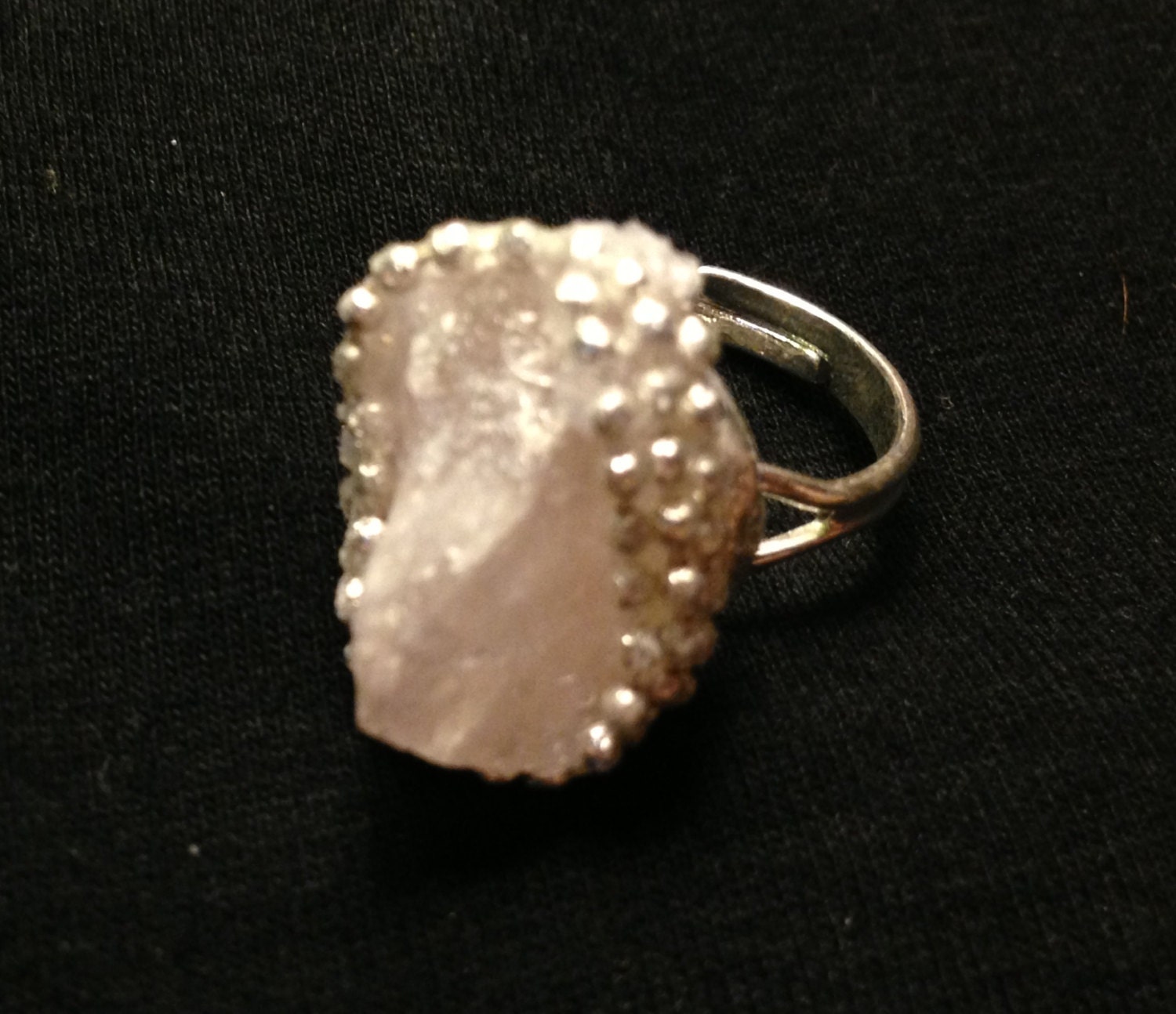 Quartz clear crystal ring silver plated chain adjustable size 5.5-7.5 - No. 16