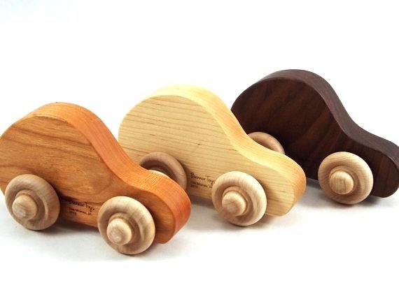 Organic Toy Car Set, 3 Wood Toy Cars, Fun Childrens Wood Toy