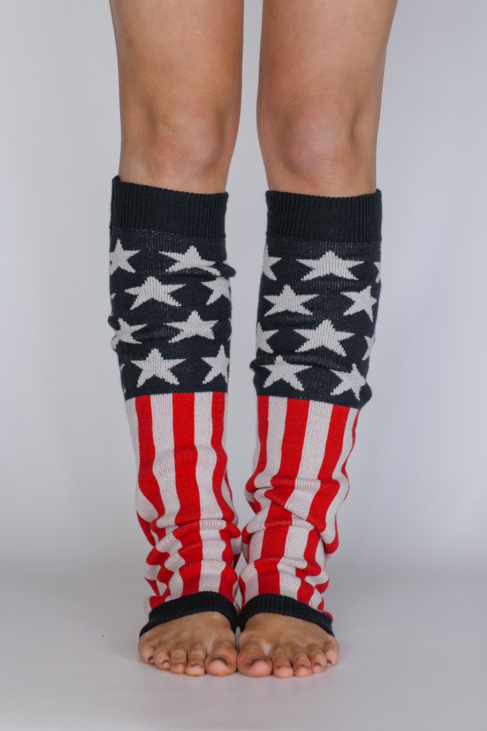 American Flag Leg Warmers Socks Print Sweater Knit Over the Knee Leg Warmers - Old Glorya American Flag Leg Warmers