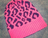 Hot pink leopard print super soft  'Olivia' hat - size S/M