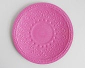 Bubblegum Pink Wall Decor  / Vintage Embossed Plate / Disc Pop Art
