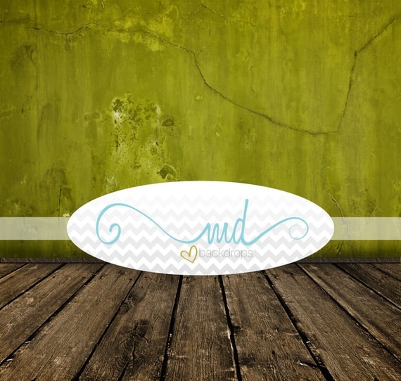 Custom 5ft x 7ft Lime Green Textured Wall and Wood Floor 2in1 Backdrop