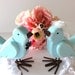Tiffany Blue Bird Cake Topper, Mr and Mrs, Weddings, Bride and Groom, Love Birds, Beach Wedding, Rustic Wedding, Wood Birds