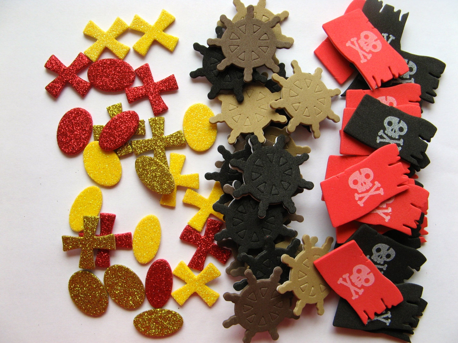 Pirate Themed Stickers - Flags, Ship Wheels, Glitter Embellishments