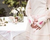 Mitts Ivory with Hearts Cashmere