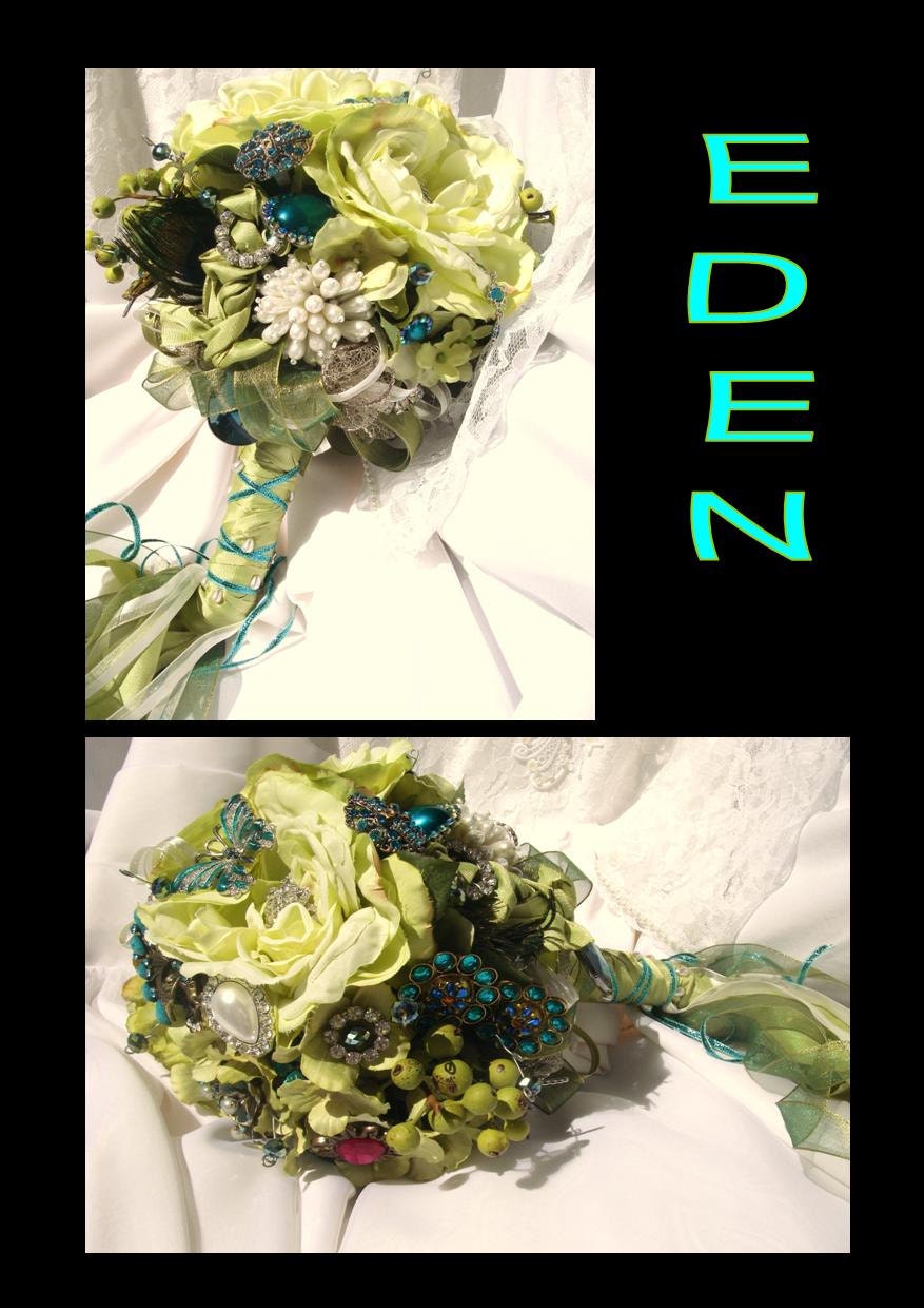 EDEN - Turquoise Brooch Bridal Bouquet / Beach Bouquet - EDEN