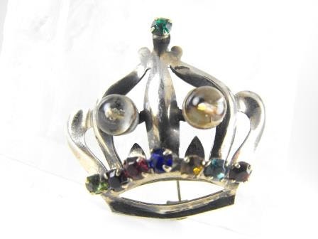 Sterling Crown Brooch Jewelled Beauty