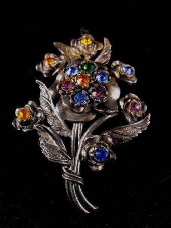 Massive Brooch Little Nemo Fruit Salad Rhinestone Potmetal Floral 40.00 obo