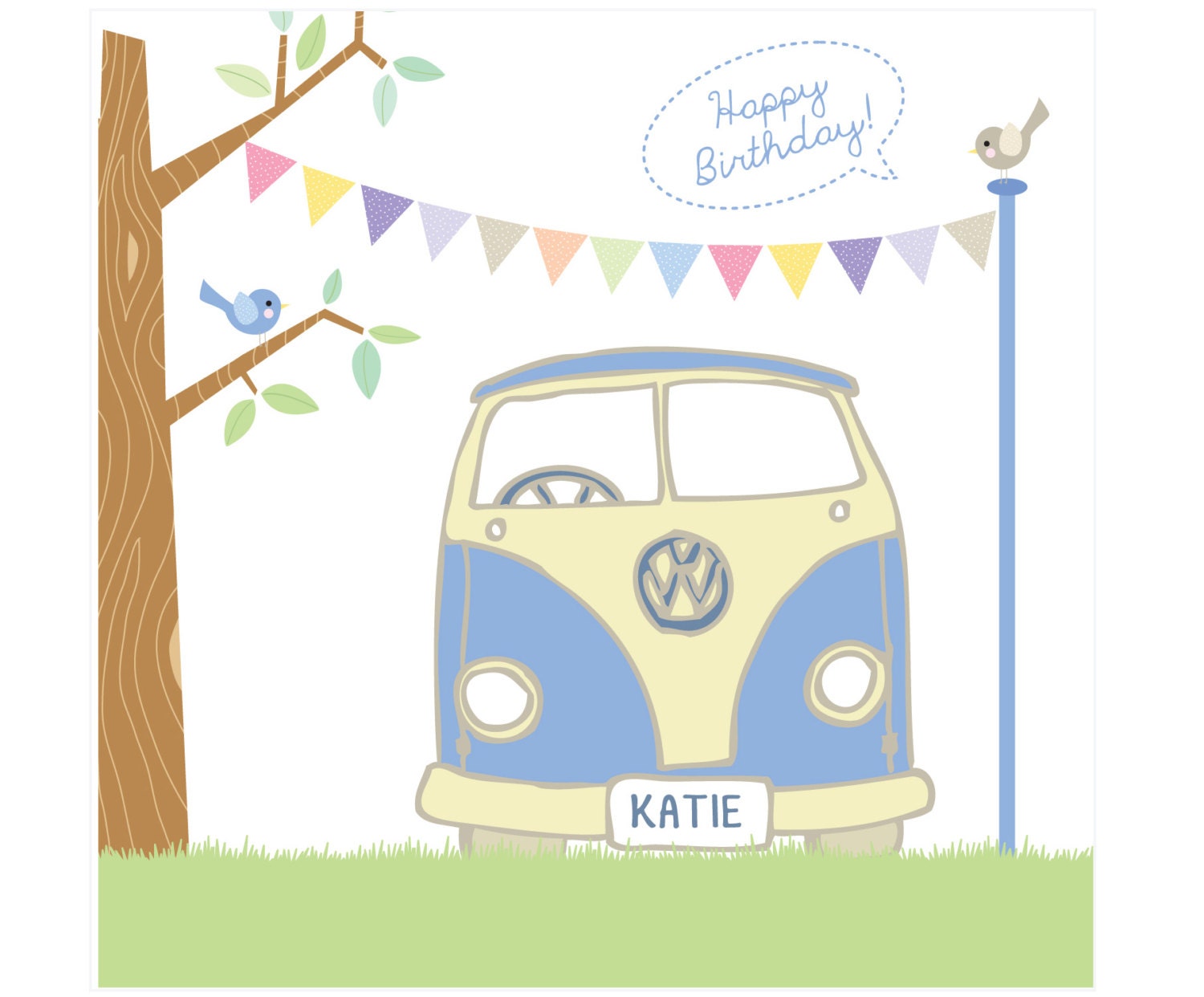 Personalised Camper Van Birthday Card