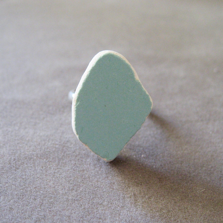 Sharp Aqua Stone // Any Size // One Off Rings collection // Construction Waste // ceramic stone // silver ring