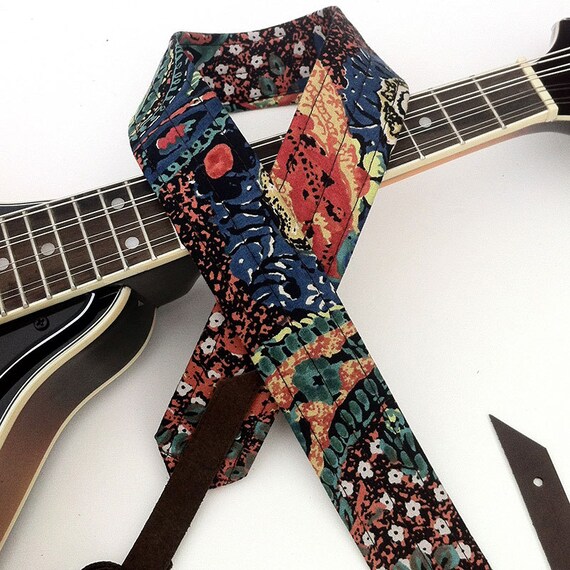 Dark Rose Ukulele / Mandolin Strap with Leather by HandmadeStraps