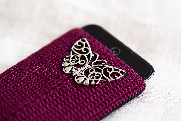 iPhone 4 case cover. iPod Touch Case. Purple. iPhone 4 sleeve. iPhone 4 sock. Butterfly. Eco-Friendly