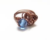 Cobalt Orbit - Wire Wrapped Bead Ring - READY to SHIP