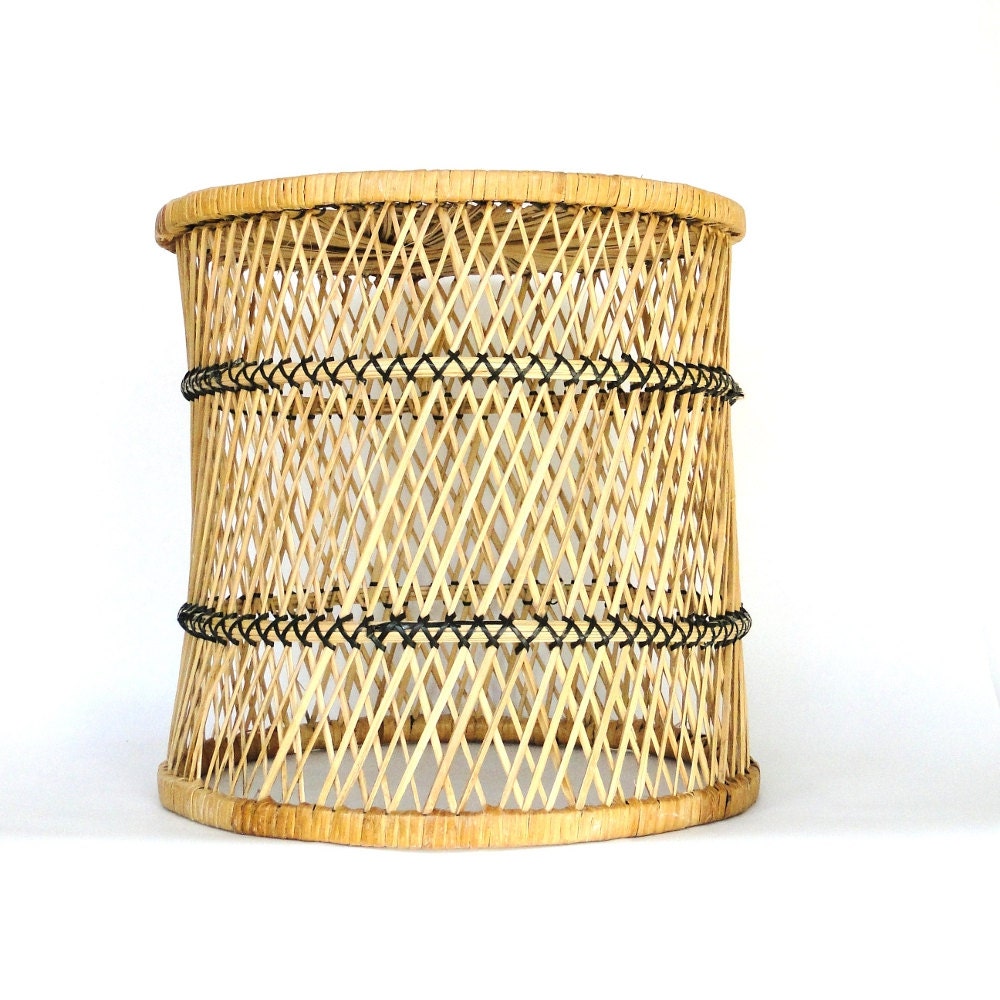 Vintage Rattan Table Bohemian Chic Eclectic Stool Seating Home Decor Peacock Fan Chair & Couch Companion Natural Table Plant Stand