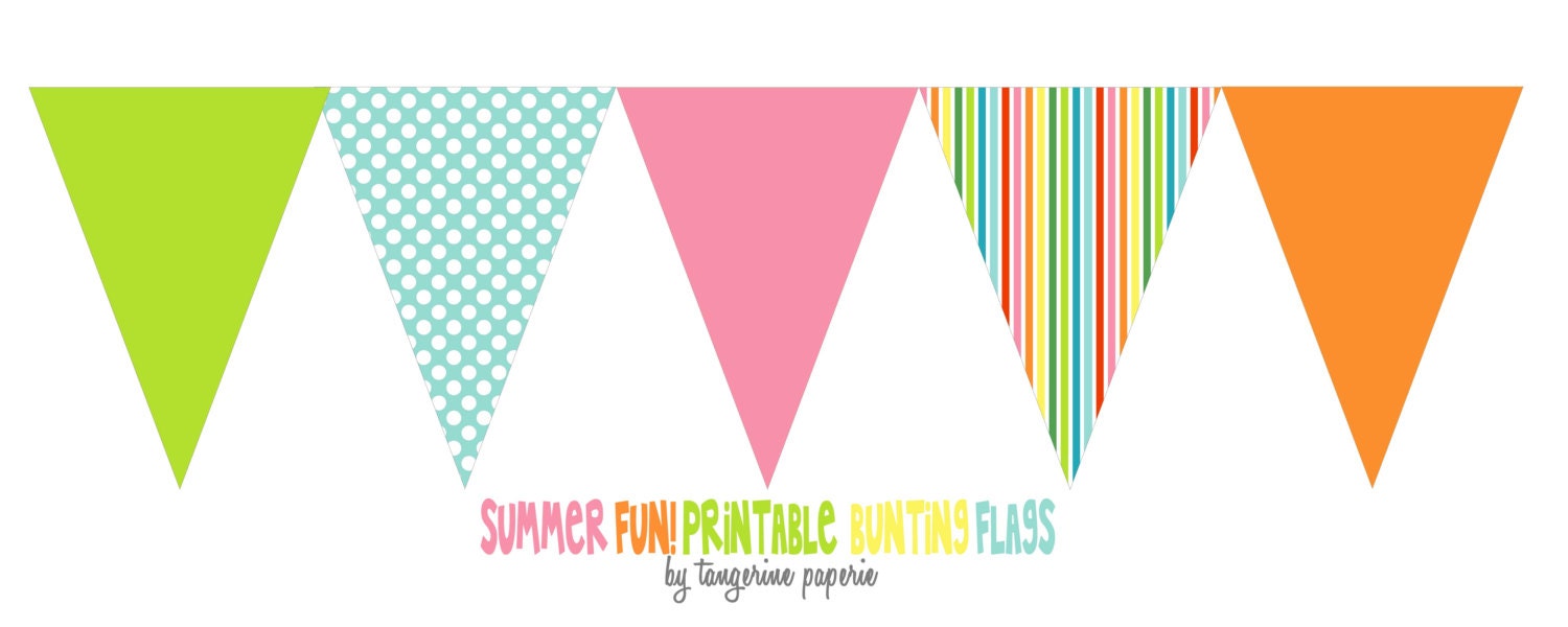 INSTANT DOWNLOAD -- Summer Fun Printable Pennant Flags