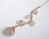 Copper Rutilated Quartz & 14k Gold-Filled Leaves on a Branch Necklace
