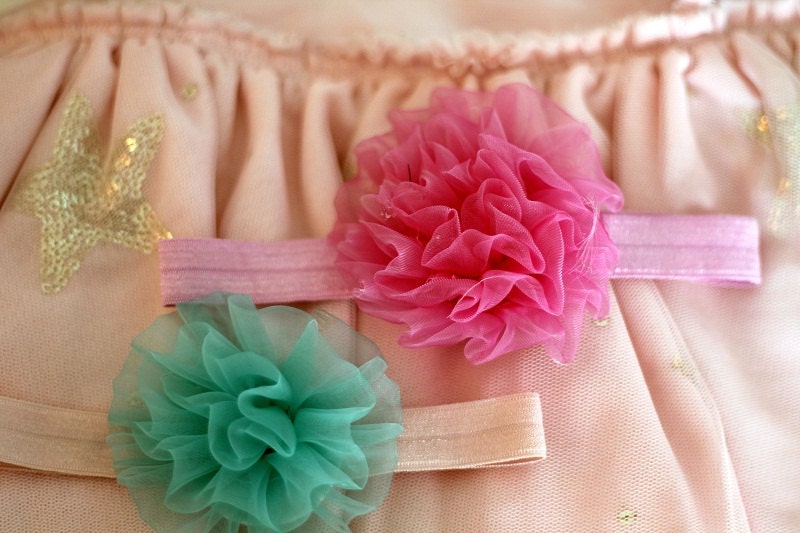 Headband set...Newborn headband set..baby girl headband, set of 2 flower headband  - Baby girl Headband- baby flower headband- photo props